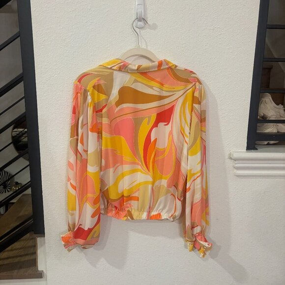 Flying Tomato Women's Chiffon 70s Groovy Long Sleeve Blouse - Picture 3 of 5